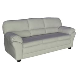 Sofá 3 Lugares Sala de Estar Pés Madeira 212cm Laura Couro Off White G03 - Gran Belo