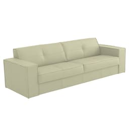 Sofá 3 Lugares Sala de Estar Pés Madeira Laus 242 cm Couro Off White G43 - Gran Belo