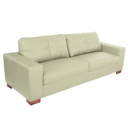 Sofá 3 Lugares Sala de Estar Pés Madeira kenny 210 cm Couro Off White G43 - Gran Belo