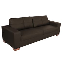 Sofá 3 Lugares Sala de Estar Pés Madeira kenny 210 cm Couro Tabaco G43 - Gran Belo