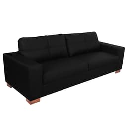 Sofá 3 Lugares Sala de Estar Pés Madeira kenny 240 cm Couro Preto G43 - Gran Belo