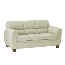 Sofá 3 Lugares Sala de Estar Pés em Madeira Nauru Couro Off White - Gran Belo