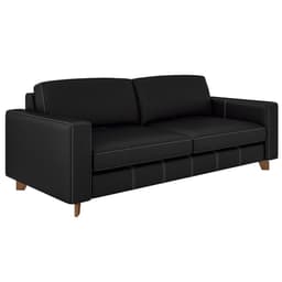 Sofá 3 Lugares Sala de Estar Recepção 260cm Presley Couro Preto G52 - Gran Belo