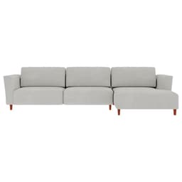 Sofá 330cm com Chaise Direita Franz Suede Cinza G52 - Gran Belo