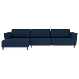 Sofá 370cm com Chaise Esquerda Franz Suede Azul G52 - Gran Belo