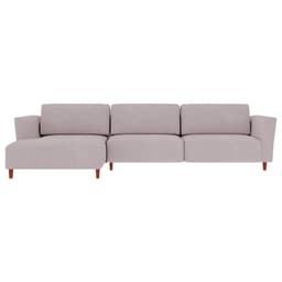Sofá 370cm com Chaise Esquerda Franz Suede Rosê - Gran Belo
