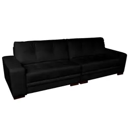 Sofá 4 Lugares Bipartido Sala de Estar Milano 260cm Couro Preto G58 - Gran Belo