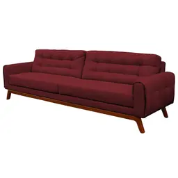 Sofá 4 Lugares Sala de Estar Eros 260 cm Veludo Vinho Base Fixa G15 - Gran Belo