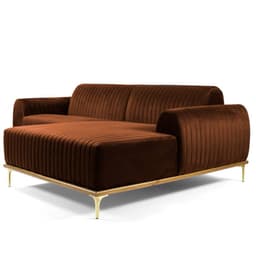 Sofá 4 Lugares com Chaise Base de Madeira Euro 265 cm Veludo Telha - Gran Belo