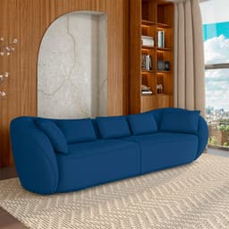 Sofá Bipartido Sala de Estar Diamond 212cm com Almofadas Soltas Veludo Azul G52 - Gran Belo