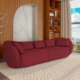 Sofá Bipartido Sala de Estar Diamond 212cm com Almofadas Soltas Veludo Bordô G52 - Gran Belo