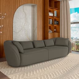 Sofá Bipartido Sala de Estar Diamond 212cm com Almofadas Soltas Veludo Marrom G52 - Gran Belo