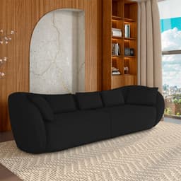 Sofá Bipartido Sala de Estar Diamond 212cm com Almofadas Soltas Veludo Preto G52 - Gran Belo