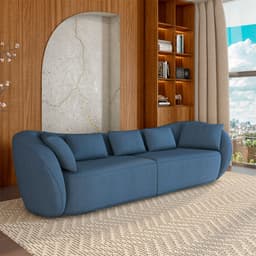 Sofá Bipartido Sala de Estar Diamond 232cm com Almofadas Soltas Linho Azul G52 - Gran Belo