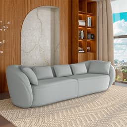 Sofá Bipartido Sala de Estar Diamond 252cm com Almofadas Soltas Bouclê Cinza G52 - Gran Belo