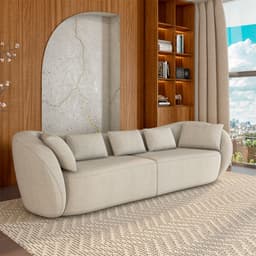 Sofá Bipartido Sala de Estar Diamond 252cm com Almofadas Soltas Linho Off White G52 - Gran Belo