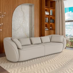 Sofá Bipartido Sala de Estar Diamond 252cm com Almofadas Soltas Veludo Bege G52 - Gran Belo