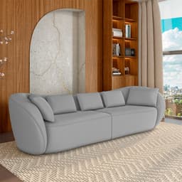 Sofá Bipartido Sala de Estar Diamond 292cm com Almofadas Soltas Veludo Cinza G52 - Gran Belo