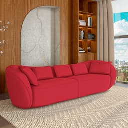 Sofá Bipartido Sala de Estar Diamond 292cm com Almofadas Soltas Veludo Vermelho G52 - Gran Belo