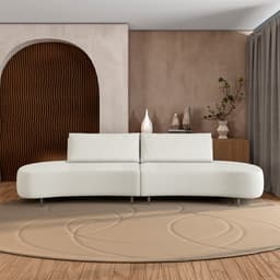 Sofá Bipartido Sala de Estar Jamaica 260cm Curvo Pés Alumínio Bouclê Branco G52 - Gran Belo