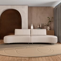 Sofá Bipartido Sala de Estar Jamaica 260cm Curvo Pés Alumínio Veludo Bege G52 - Gran Belo