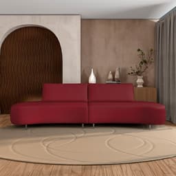 Sofá Bipartido Sala de Estar Jamaica 260cm Curvo Pés Alumínio Veludo Bordô G52 - Gran Belo