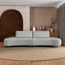 Sofá Bipartido Sala de Estar Jamaica 340cm Curvo Pés Alumínio Bouclê Cinza G52 - Gran Belo