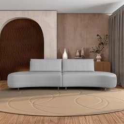 Sofá Bipartido Sala de Estar Jamaica 340cm Curvo Pés Alumínio Veludo Cinza G52 - Gran Belo