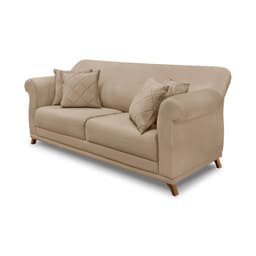 Sofá Decorativo 160cm 2 Lugares com 4 Almofadas Armstrong Suede Bege G63 - Gran Belo