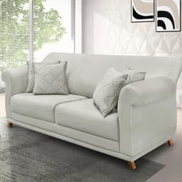 Sofá Decorativo 160cm 2 Lugares com 4 Almofadas Base Madeira Armstrong Veludo Prata G63 - Gran Belo