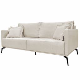 Sofá Decorativo 2 Lugares 180cm Pés em Aço Stagno Linho Pérola G63 - Gran Belo