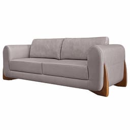 Sofá Decorativo 2 Lugares 180cm Pés em Madeira Buzz Linho Areia Rústica G63 - Gran Belo