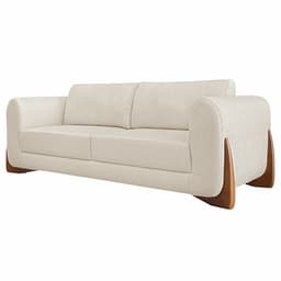 Sofá Decorativo 2 Lugares 180cm Pés em Madeira Buzz Linho Off White Rústico G63 - Gran Belo