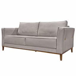 Sofá Decorativo 2 Lugares 190cm Pés em Madeira Tarantino Linho Areia Rústica G63 - Gran Belo