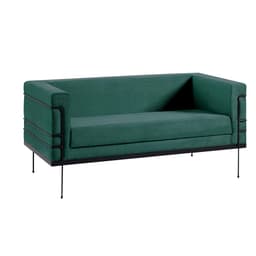 Sofá Decorativo 2 Lugares Base de Aço Preto Jeanneret-Gris Veludo Verde G17 - Gran Belo