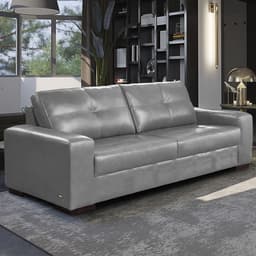 Sofá Decorativo 2 Lugares Turim 150cm Couro Cinza G58 - Gran Belo
