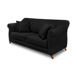 Sofá Decorativo 200cm 3 Lugares com 4 Almofadas Armstrong Suede Preto G63 - Gran Belo