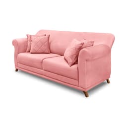 Sofá Decorativo 200cm 3 Lugares com 4 Almofadas Armstrong Veludo Rosa G63 - Gran Belo