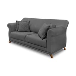 Sofá Decorativo 220cm 3 Lugares com 4 Almofadas Armstrong Suede Cinza G63 - Gran Belo
