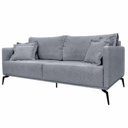 Sofá Decorativo 3 Lugares 200cm Pés em Aço Stagno Linho Cinza G63 - Gran Belo