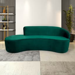 Sofá Decorativo 3 Lugares 210cm Abby Encosto Direito Curvo Veludo Verde G15 - Gran Belo