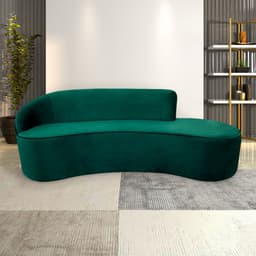 Sofá Decorativo 3 Lugares 210cm Abby Encosto Esquerdo Curvo Veludo Verde G15 - Gran Belo