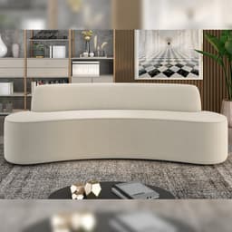 Sofá Decorativo 3 Lugares 210cm Bélgica Curvo Veludo Creme G15 - Gran Belo