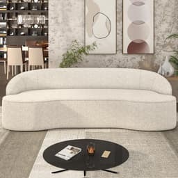 Sofá Decorativo 3 Lugares 210cm Joel Curvo com Encosto Linho Bege G15 - Gran Belo