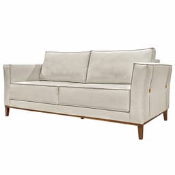 Sofá Decorativo 3 Lugares 210cm Pés em Madeira Tarantino Linho Off White Rústico G63 - Gran Belo