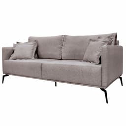 Sofá Decorativo 3 Lugares 220cm Pés em Aço Stagno Linho Areia Rústica G63 - Gran Belo
