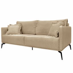 Sofá Decorativo 3 Lugares 220cm Pés em Aço Stagno Linho Bege G63 - Gran Belo
