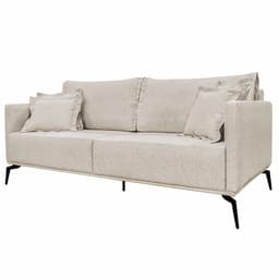 Sofá Decorativo 3 Lugares 220cm Pés em Aço Stagno Linho Off White Rústico G63 - Gran Belo