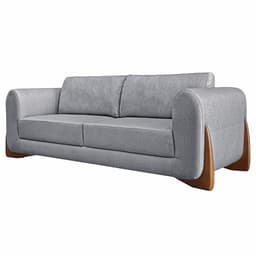 Sofá Decorativo 3 Lugares 230cm Pés em Madeira Buzz Linho Cinza G63 - Gran Belo