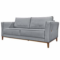 Sofá Decorativo 3 Lugares 230cm Pés em Madeira Tarantino Linho Cinza G63 - Gran Belo